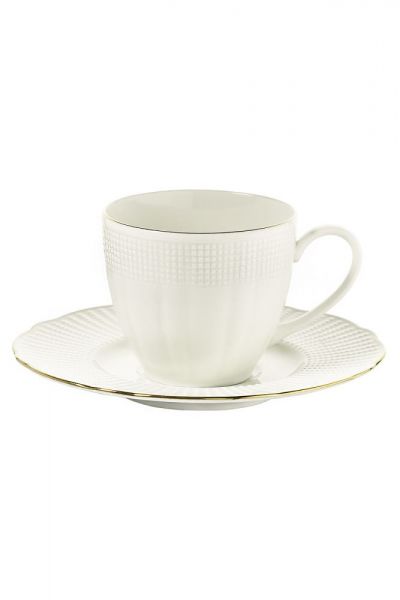 Kütahya Porselen Bone İlay Altın File Çay Fincan Takımı