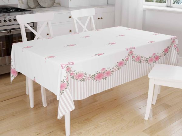 Dowry Digital Printing Delron Table Cloth White