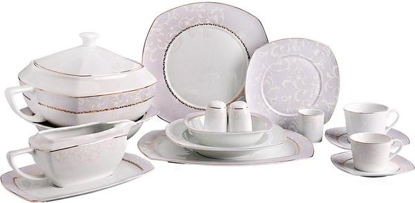 Korkmaz Belinda 86 Parça Kare Porselen Yemek Takımı | 12 Kişilik | A8120