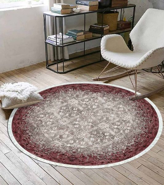 Birkilim Yuvarlak Yıkanabilir Dekoratif Halı İpeksi Kaymaz Taban | MLN-IP-YU-HT-247