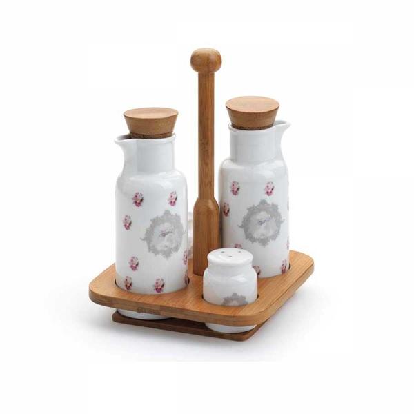 Korkmaz Ahşap Standlı Yağlık Sirkelik Tuzluk Set