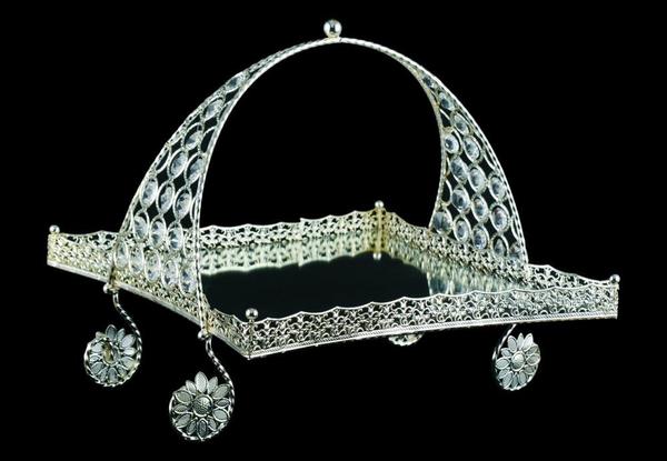 Dematex Lüks Kristal Dekoratif El Yapımı Servis Kase | Gümüş