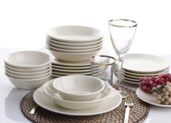 Asaf 24 Parça Seramik Yuvarlak Yemek Takımı