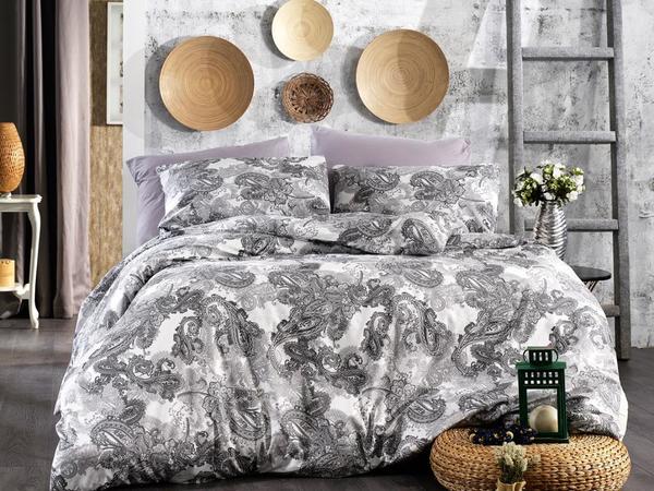 Dowry Diyarı Kayra Gold Double Duvet Cover Set Gray