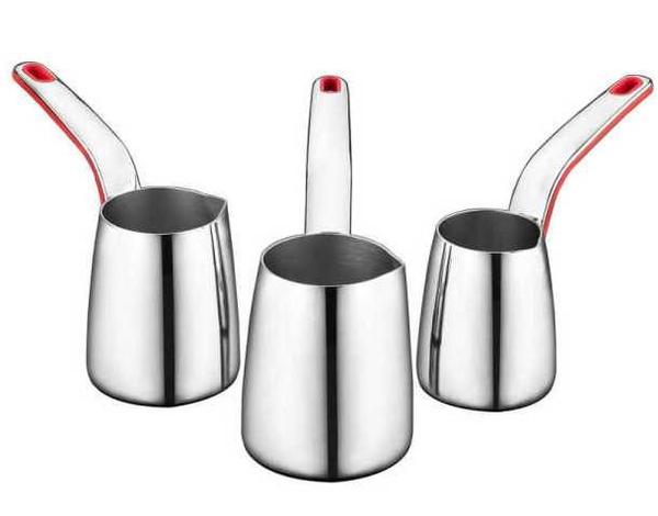 Korkmaz Vertex Kırmızı Cezve Takımı | 3 Parça | Paslanmaz Çelik | A1236