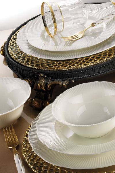 Kütahya Porselen Bone İlay 24 Parça Yemek Seti