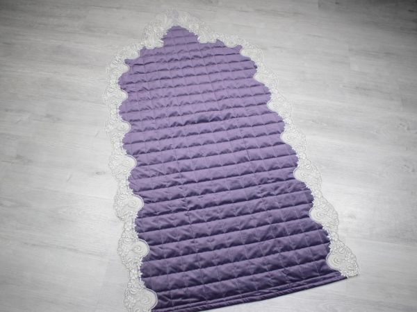 Fransız Güpürlü Nadide Kapitoneli Kadife 7 Parça Bohça Seti Mürdüm