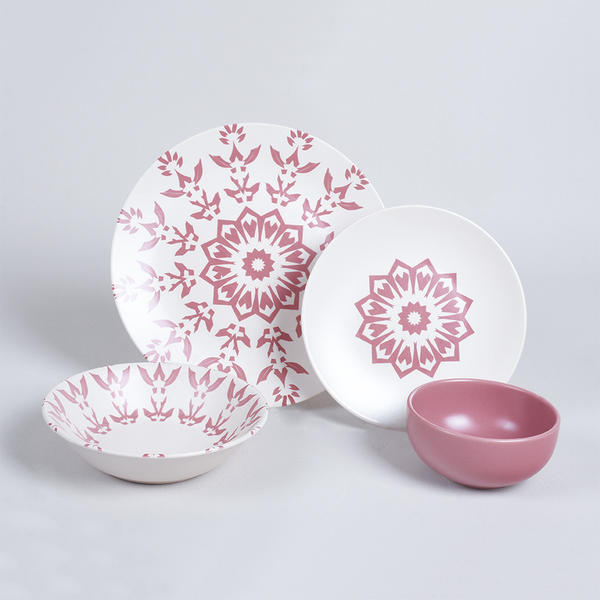 İknat Pembe Yemek Takımı 6 Kişilik 24 Parça 17931-30-29 | Keramika