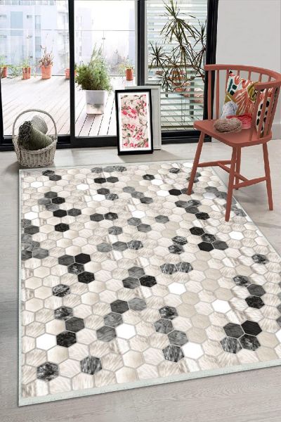 Birkilim Yıkanabilir Dekoratif Halı İpeksi Kaymaz Taban | MLN-IP-HS-189