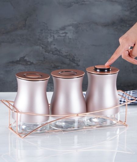 Acar Mutfak | 3 Parça Standlı Cam Baharat Seti