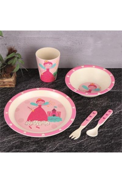 Bayev 5 Parça Bambu Fiber Mama Takımı Çocuklar İçin Mama Seti - Peri Kızı