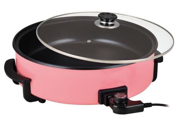 Elektrische Pizza Pfanne 42x13cm 1500 Watt Elektro Partypfanne Tavasi Rosa Pink
