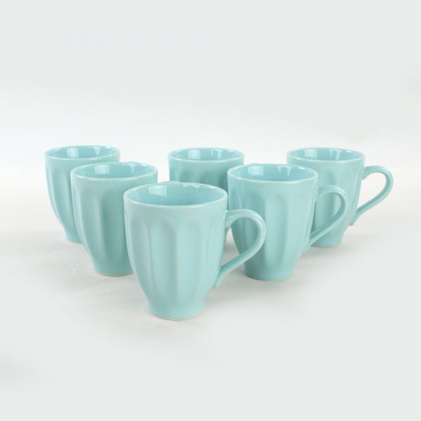Açık Turkuaz Badem Kupa 10 Cm 6 Adet | Keramika