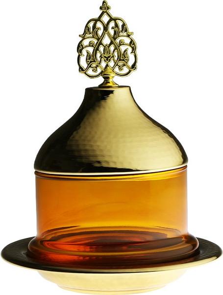 Dekonaz Silber Tablett und Zuckerdose mit Deckel | Orange