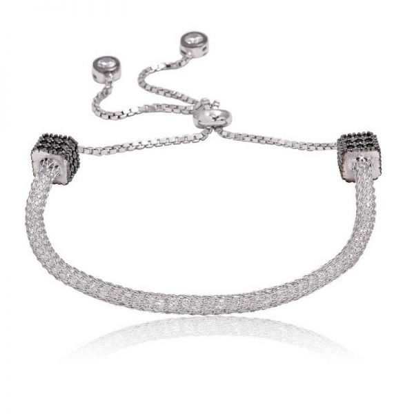 Gümüş Taşlı File Bayan Bileklik