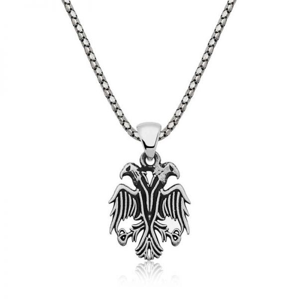 Gümüş Çift Başlı Kartal Erkek Kolye