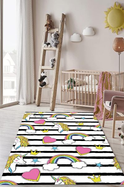 Birkilim Yıkanabilir Dekoratif Halı İpeksi Kaymaz Taban | MLN-IP-HP-731