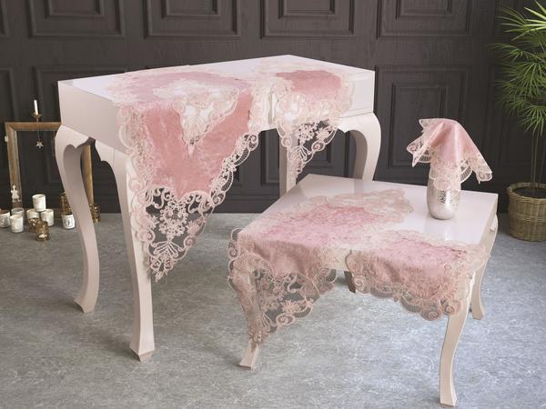 Ensemble de salon Velvet Cinar 5 pièces poudre