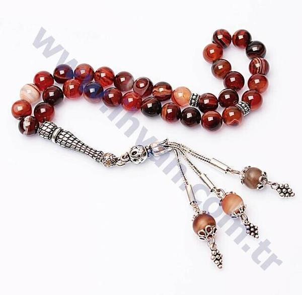 Chapelet en pierre d'agate (925 SET ARGENT 8mm)