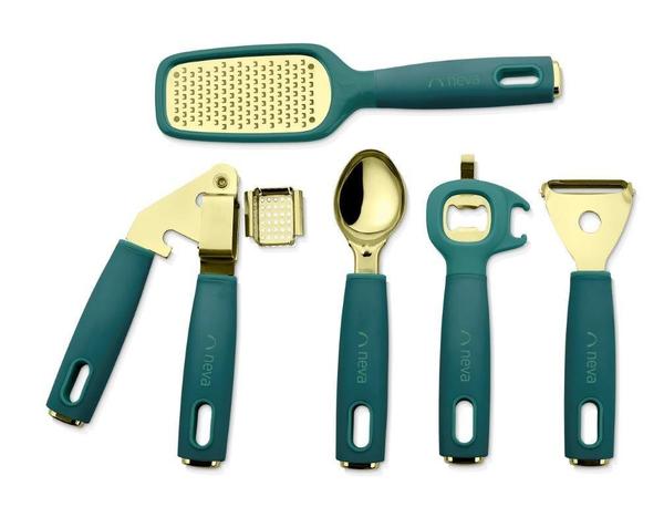 Neva Sweet Premium Mentol 5'li Mutfak Gereçleri Seti | Yeşil Altın | N2639
