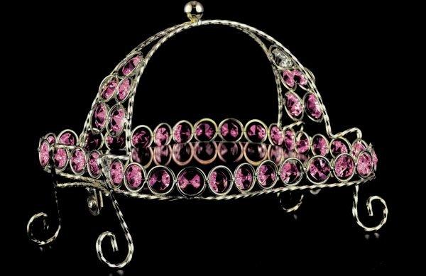 Dekonaz Lüks Kristal Dekoratif El Yapımı Servis Tabağı | Pembe