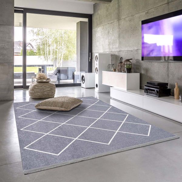 Siela | Latex Yıkanabilen Halı | Gri | 1310-Gray