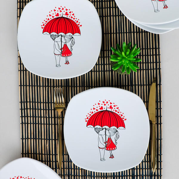 كيراميرا ريد لاف صحن كيك 22 سم 6 قطع | كيراميكا