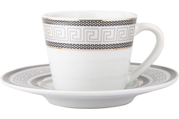 Almina | Kahve Fincanı Seti | 6 Kişilik | Gri-Beyaz | Al-2768