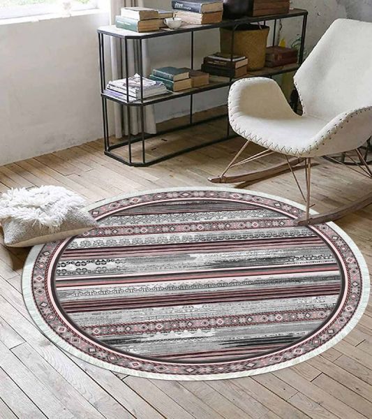 Birkilim Yuvarlak Yıkanabilir Dekoratif Halı İpeksi Kaymaz Taban | MLN-IP-YU-SD-240