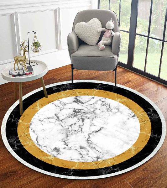 Birkilim Yuvarlak Yıkanabilir Dekoratif Halı İpeksi Kaymaz Taban | MLN-IP-YU-HT-808