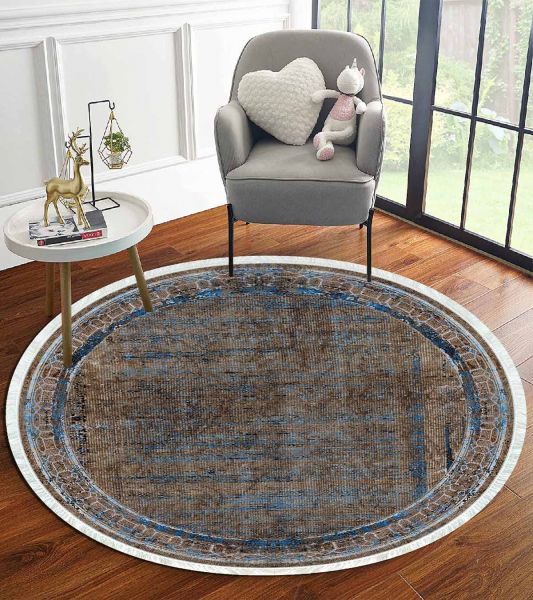 Birkilim Yuvarlak Yıkanabilir Dekoratif Halı İpeksi Kaymaz Taban | MLN-IP-YU-HT-970