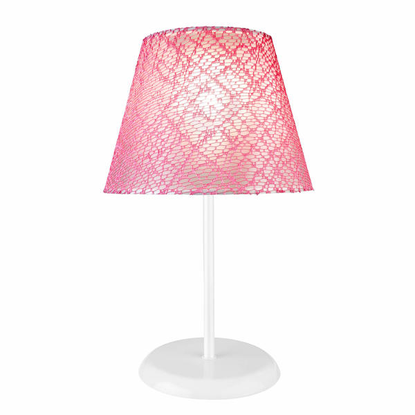 Elva Lampshade White Foot Pink Fishnet Hat