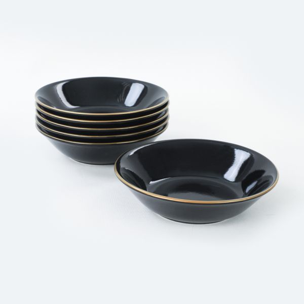 Hitit Gold Siyah Yemek Tabağı 18 Cm 6 Adet | Keramika