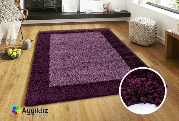 Ayyildiz Life Shaggy Çerçeveli Halı 100% PP Shaggy 30mm 2000gr | Lila | 1503Lila