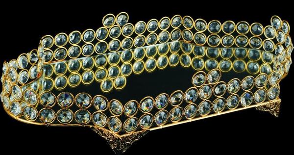 Dematex Lüks Kristal Dekoratif El Yapımı Servis Tabağı | Altın