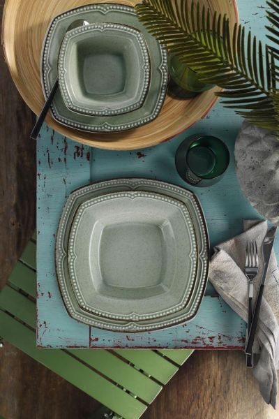 Pearl Dot Line 24 Parça Yemek Seti Yeşil