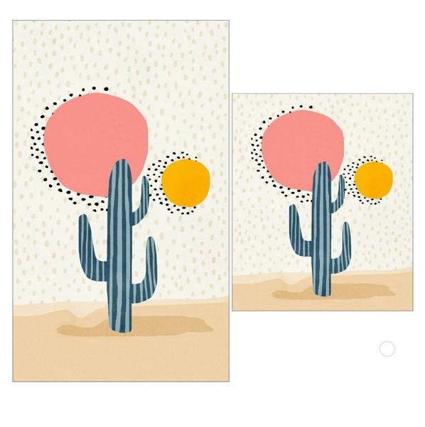 Bayev 2’Li Tasarım Motto Serisi Banyo Paspası Klozet Takımı - Motto Çöl Kaktüs 2190