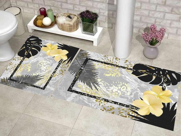 Elite Lux Rechteckiges zweiteiliges Badematten-Set Sommergrau