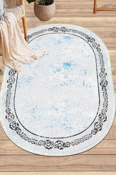 Birkilim Oval Yıkanabilir İpeksi Kaymaz Taban Dekoratif Halı | MLN-IP-O-SD-310