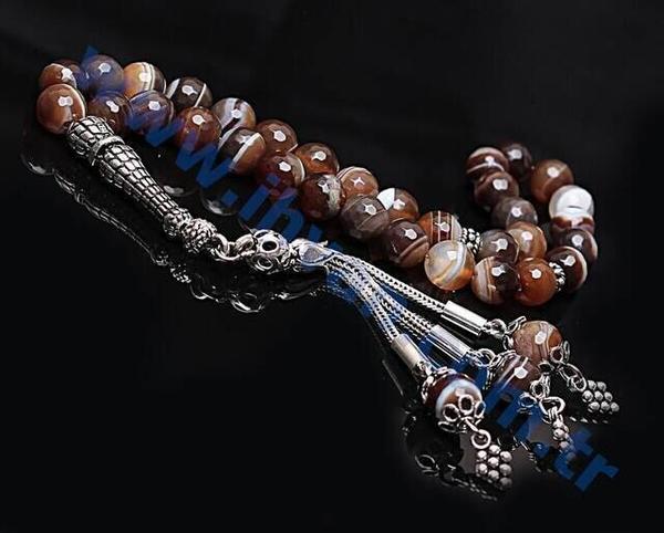 Achat Stein Rosenkranz (925 AYAR SILBER)