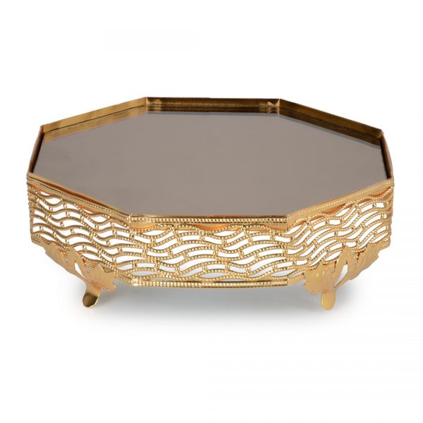 İpek Züccaciye | Petek Bronz Altın Aynalı Tepsi