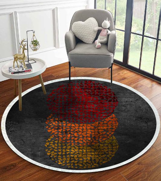 Birkilim Yuvarlak Yıkanabilir Dekoratif Halı İpeksi Kaymaz Taban | MLN-IP-YU-HT-924