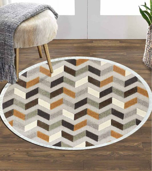 Birkilim Yuvarlak Yıkanabilir Dekoratif Halı İpeksi Kaymaz Taban | MLN-IP-YU-HT-1393