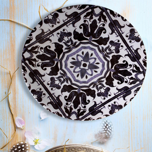 Anev Black Aegean Service Plate 26 Cm - 17666 | Keramika