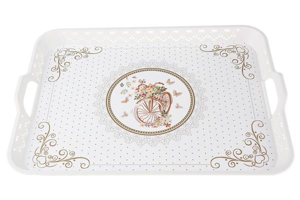 Dekonaz Servis Tepsisi Altın Renkli Bisiklet Model Beyaz