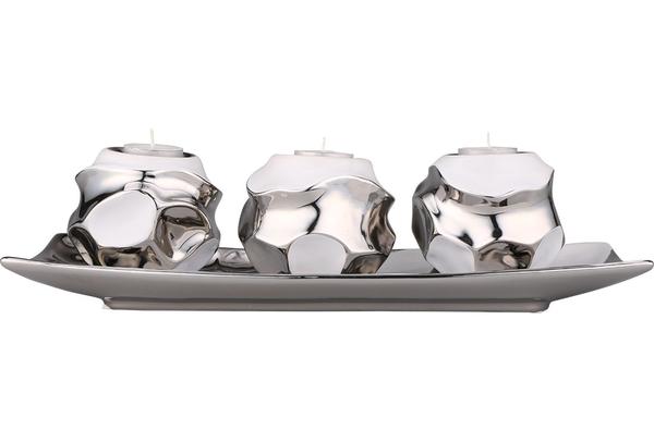 Almina Beyaz 3'lü Dekorasyon Mumluk | AL-9836-W