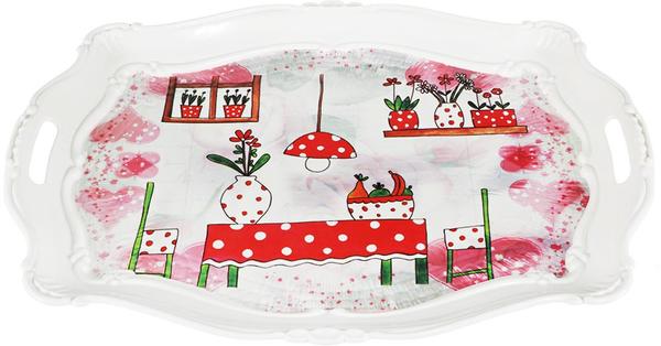 Dekonaz Mutfak Servis Tepsi | Oval | 42x31cm | Kırmızı