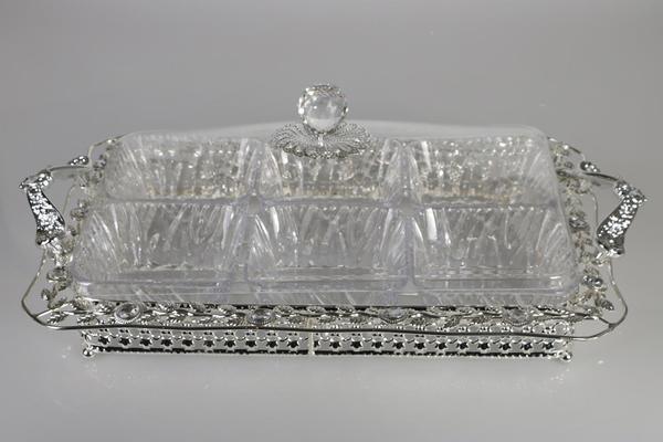 Bavary Kristal 6 Bölmeli Servis Tepsisi Seti | 8 Parça | WJ602S