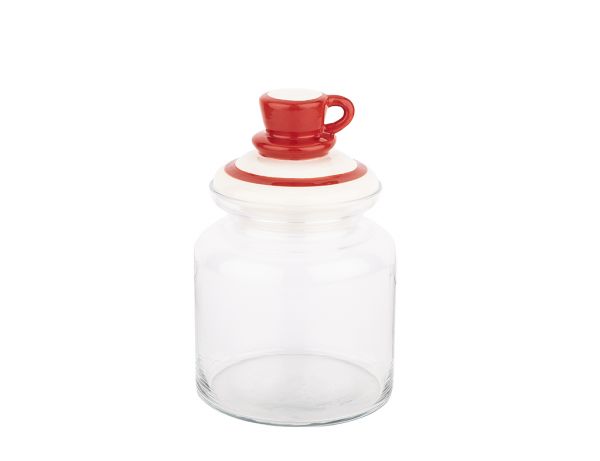 001-01-KIRMIZI KUPA SERAMİK KAPAKLI KAVANOZ1085ML