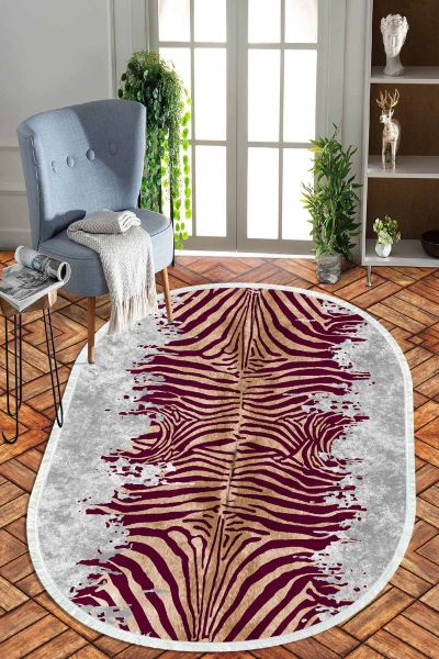 Birkilim Oval Yıkanabilir İpeksi Kaymaz Taban Dekoratif Halı | MLN-IP-O-HT-1117